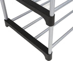 4-Tier Shoe Rack, Black and Silver, Holds 8 Pairs of Shoes, Metal Tubes & Plastic Connectors