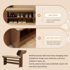 Wooden Entryway Bench,shoe changing bench,with Comfortable Padded Seat Cushion,seat depth 32cm,Stable Structure,Space Saving Stools,for Hallway, Closet, Living Room(Natural,A-80x42cm/31.5x16.5IN)