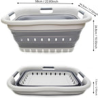 SAMMART 41L (10.8 gallon) Set of 2 Collapsible 3 Handled Plastic Laundry Basket-Foldable Pop Up Storage Container/Organizer-Space Saving Hamper/Basket (2, Grey/Dark Grey)