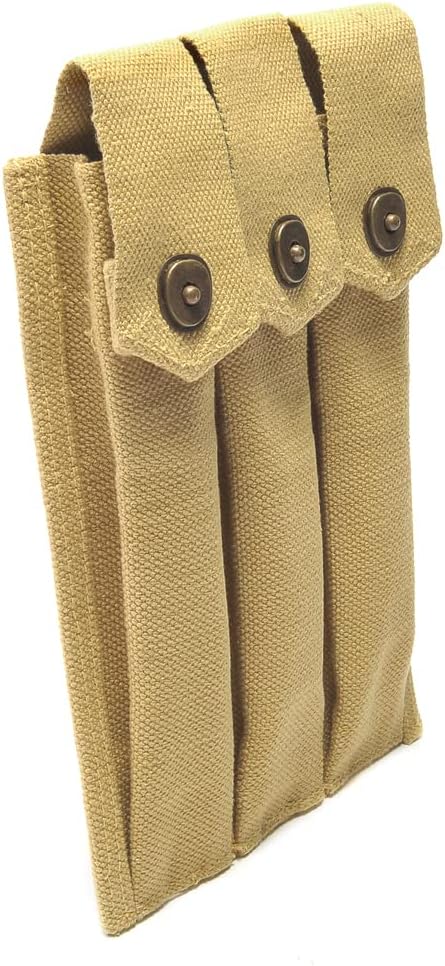 US WW2 Thompson 3 Cell Magazine Pouch Marked JT&L 1942 Khaki