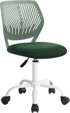 FurnitureR Kids Swivel Desk Chair, Height-Adjustable Armless Study Chair with Fabric Cushion & Ventilated Backrest, Smooth-Rolling Task Chair for Children & Teens, Perfect, Green
