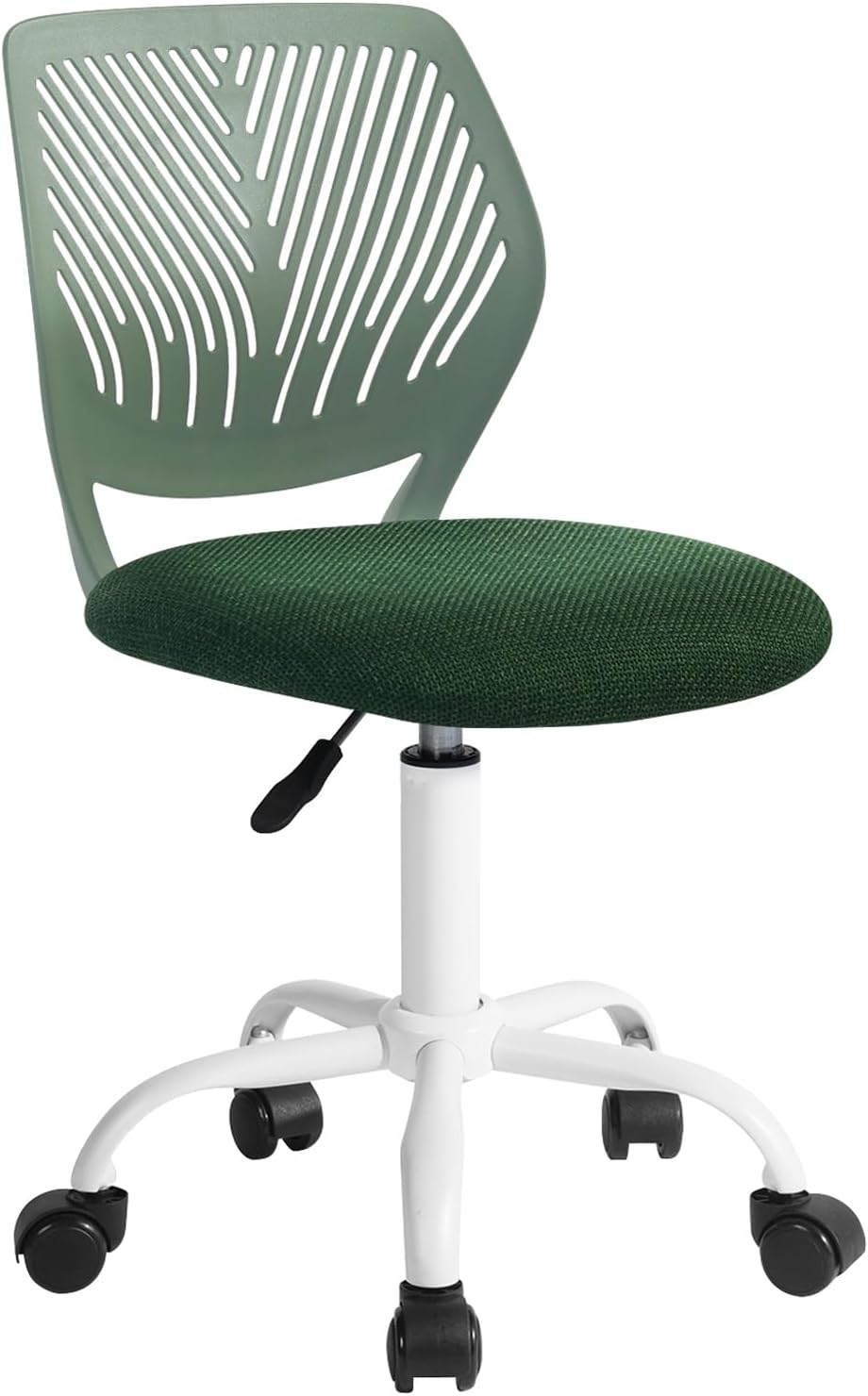 FurnitureR Kids Swivel Desk Chair, Height-Adjustable Armless Study Chair with Fabric Cushion & Ventilated Backrest, Smooth-Rolling Task Chair for Children & Teens, Perfect, Green