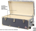 Rhino Trunk & Case Large Essential Trunk With Wheels 32”x18”x14”, 1000+ lbs Capacity - Many Colors. Strong, USA Made Summer Camp Footlocker, and Secure College Dorm Storage Chest