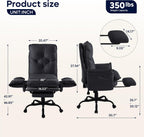 Bestier Cross Legged Office Chair with Footrest, High Back Criss Cross Chair with Reversible Armrests and Wheels, Big and Tall Reclining Office Chair for Home PU Leather Black