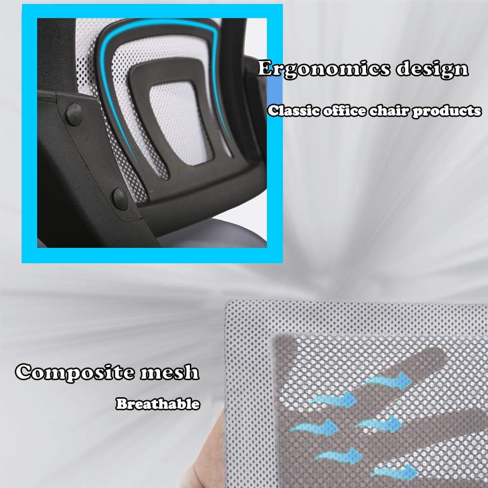 BestOffice Ergonomic Office Chair Mesh Cheap Desk Chair Task Computer Chair Lumbar Support Modern Executive Adjustable Rolling Swivel Chair for Back Pain, White