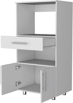 24.4" D*16.5" W*48.03" H Freestanding Kitchen Pantry with 2 Open Shelves, Single Door, Rectangular Storage Cabinet, Modern Minimalist, for Living Room, Dining Room, White