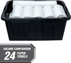 27-Gallon Heavy-Duty Plastic Storage Box with Snap-On Lid | Black and Red, Stackable Design, Locking Lid, 30.6 x 20.6 x 14.3 in, 6.6 lbs