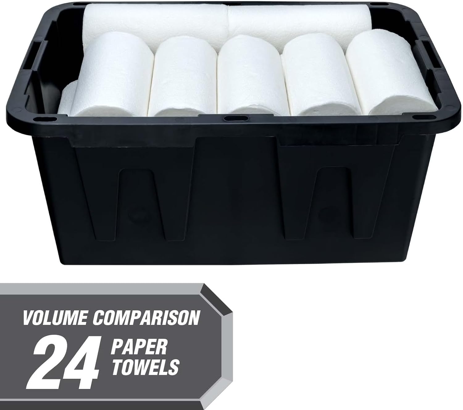 27-Gallon Heavy-Duty Plastic Storage Box with Snap-On Lid | Black and Red, Stackable Design, Locking Lid, 30.6 x 20.6 x 14.3 in, 6.6 lbs