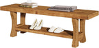 Solid Wood Entryway Bench, 55" End of Bed Bench, Long Indoor Dining Seat for Hallway, Bedroom, Living Room, Dining Room, Easy Assembly, Brown
