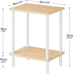 HOOBRO End Tables Set of 2, Small Side Table, Nightstand with 2-Layer Storage Shelves, Sofa Table for Small Spaces, Living Room, Bedroom, Stable Frame, Easy Assembly, Natural and White WN09BZP201