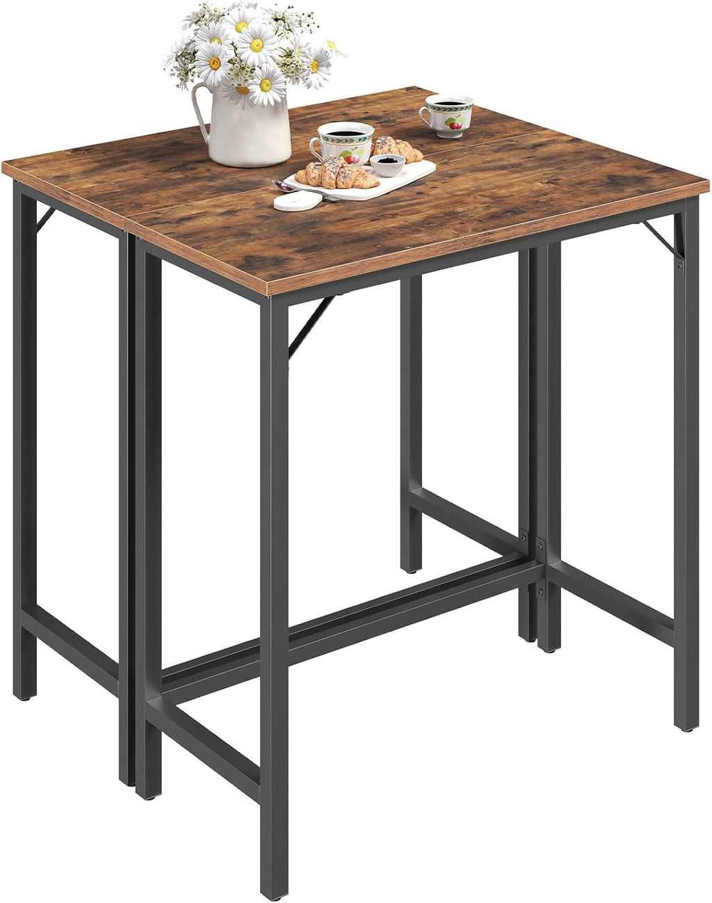 MAHANCRIS Narrow Bar Table, 63-Inch Pub Table for Dining Room, Counter Bar Tables with Sturdy Metal Frame, Connectable Bar Table, Multifunctional Console Table, Rustic Brown BTHR1601