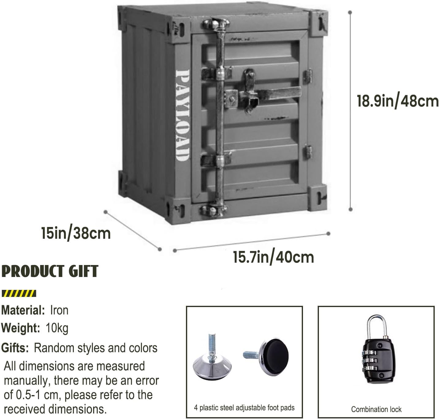 Metal Nightstand Industrial Storage Cabinet - Small Locking Container Side Table, Shipping Container Style Shelving Unit for Bedroom Living Room, No Assembly Required 新9-2 15.7"Lx15"Wx18.9"H