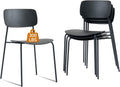 Sidanli Stackable Chairs Set of 4, Waiting Room Chairs with Metal Legs and Ergonomic Plastic Seat, Stacking Office Chairs for Conference Reception Church Banquet, Black