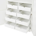 71" Kitchen Pantry Storage Cabinet, Freestanding Farmhouse Pantry Cabinet with 4 Doors, 2 Door Shelves, 8 Pull-Out Trays and Adjustable Shelf for Kitchen, Dining Room (White)