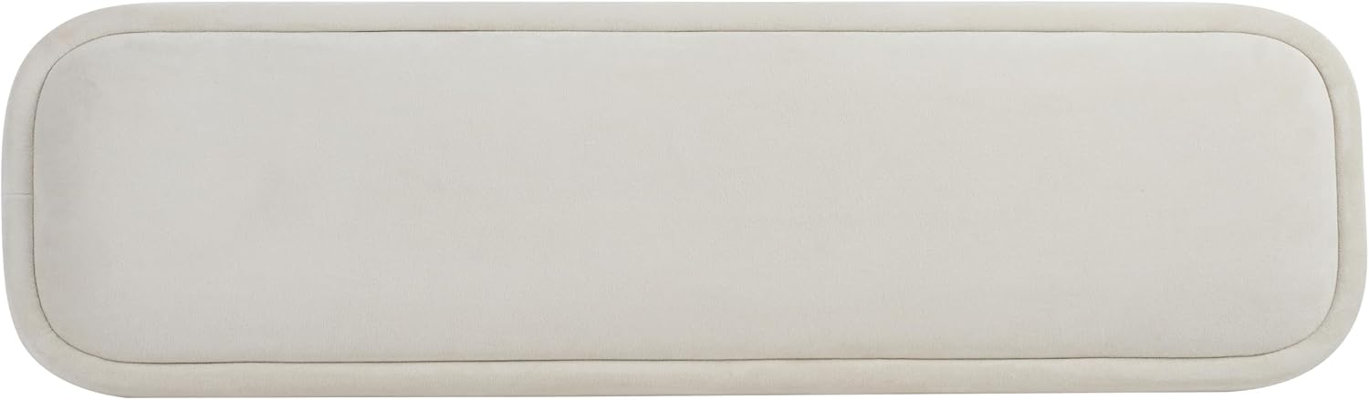 Christopher Knight Home Damas 60.04" Fabric Upholstered Dining Bench, Wooden Entryway Bench, Long Sofa Footstool for Living Room, Bedroom End of Bed Bench, Milky White+Walnut