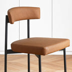 GrandNoor Brown Faux Leather Dining Chairs Set of 4, Armless Upholstered Kitchen Chair,Modern Dining Room Chair with Curved Backrest