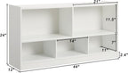 Kids Toy Storage Organizer, 5-Section Storage Cabinet for Organizing Books Toys, Wooden Bookshelf Daycare Furniture for School, Classroom Playroom, Nursery, Kindergarten (White)