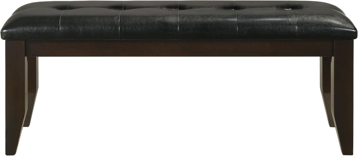 Coaster Home Furnishings - Dalila - 47-Inch Upholstered Wood Dining Bench - Tufted Leatherette Seat, Sturdy Legs - Dining Room, Kitchen - Cappuccino & Black - 102723
