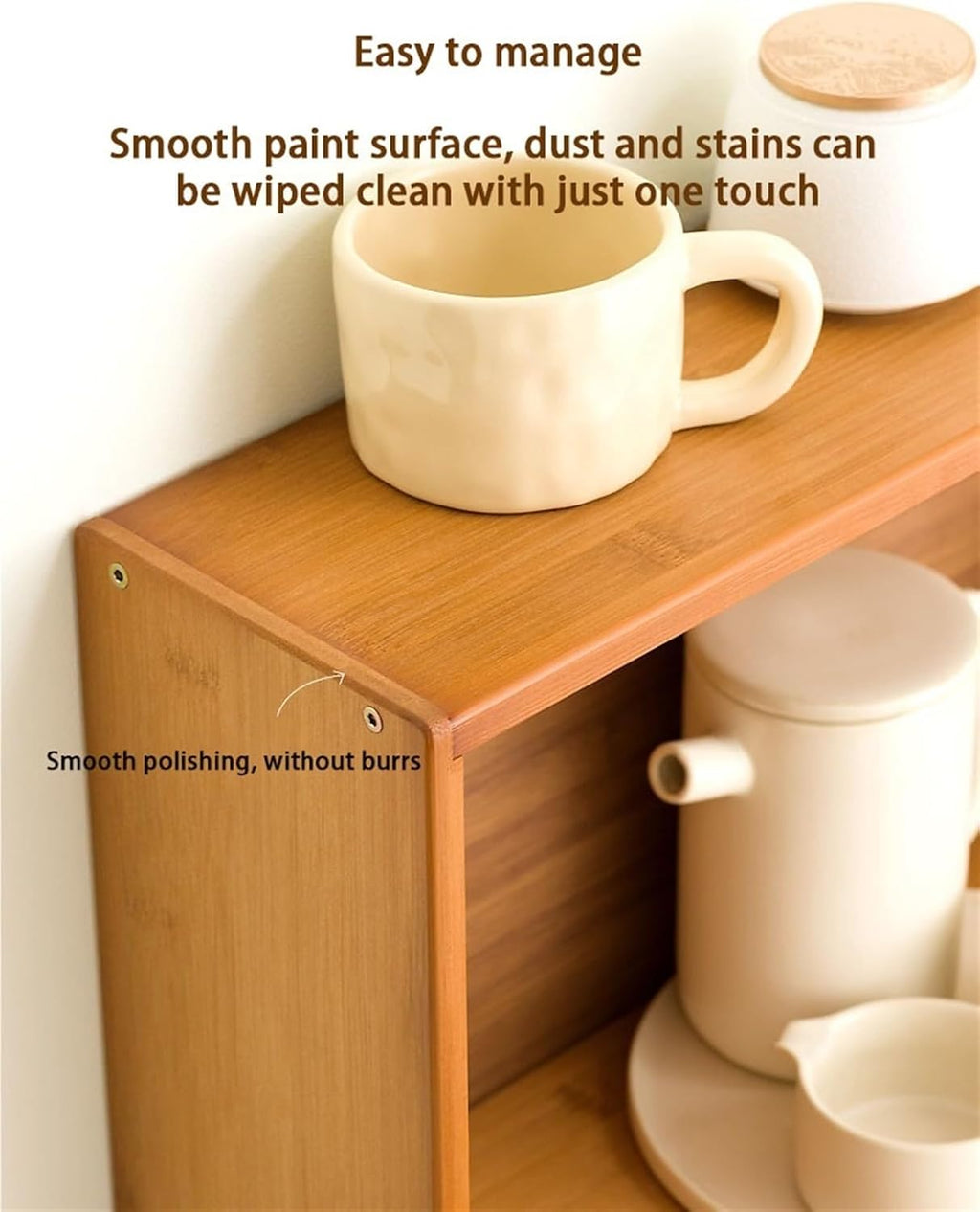 Kitchen Storage Cabinet, Countertop Cabinet with Sliding Door, Pantry Storage Cabinet with Adjustable Shelves, Freestanding Floor Storage Cabinet ﻿ Multi Scenario Use(Natural,45cm)