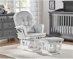 Suite Bebe Mason Nursery Rocking Chair with Ottoman, Wooden Glider for Baby Nursing, Smooth Gliding Rocker, Light Grey and White