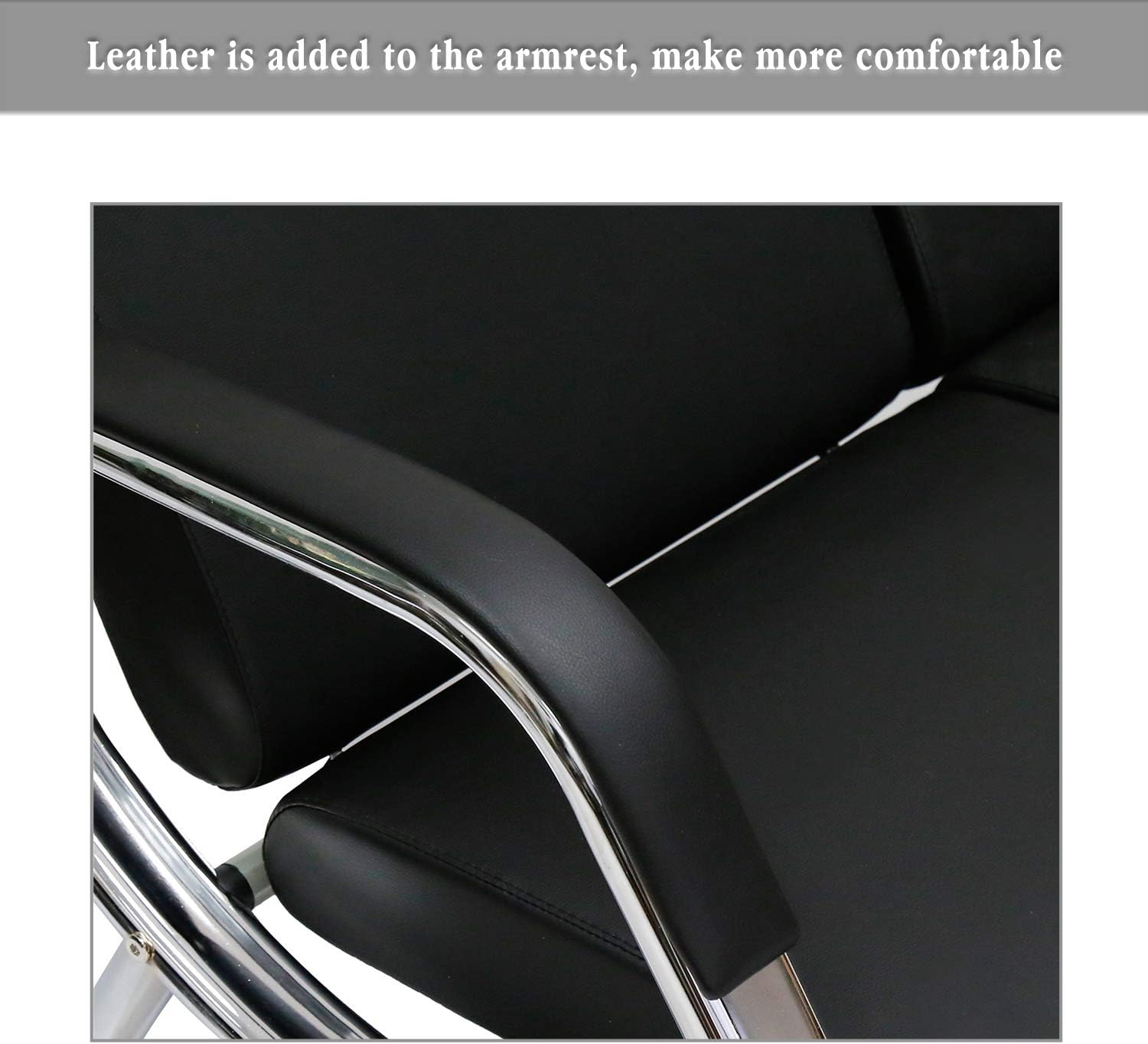 Peach Tree Black Leather Executive Side Reception Chair Office Waiting Room Guest Reception, Salon Barber Office Waiting Chair Bank Hall Airport Reception Waiting Chair 2 Seat Bench
