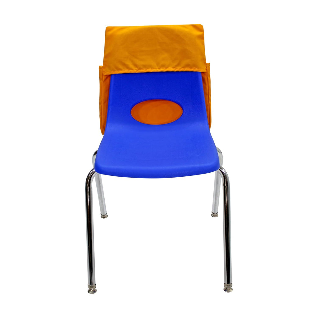Factory Direct Partners 13872-302 Student Seat Companion, 2 Pocket Olefin Fabric Organizer for Chairback with Kid"s Name Tag Holder; Storage for Classroom School Supplies, Large (12-Piece) - Assorted