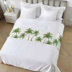 Green Palm Trees Bed Runner Scarf Cal King Size, Summer Botanical Tree Tropical Luxury Bed Throw Runners & Scarves for Twin Full Queen King Foot of Beds, Hotel Decoration, 102"x20"