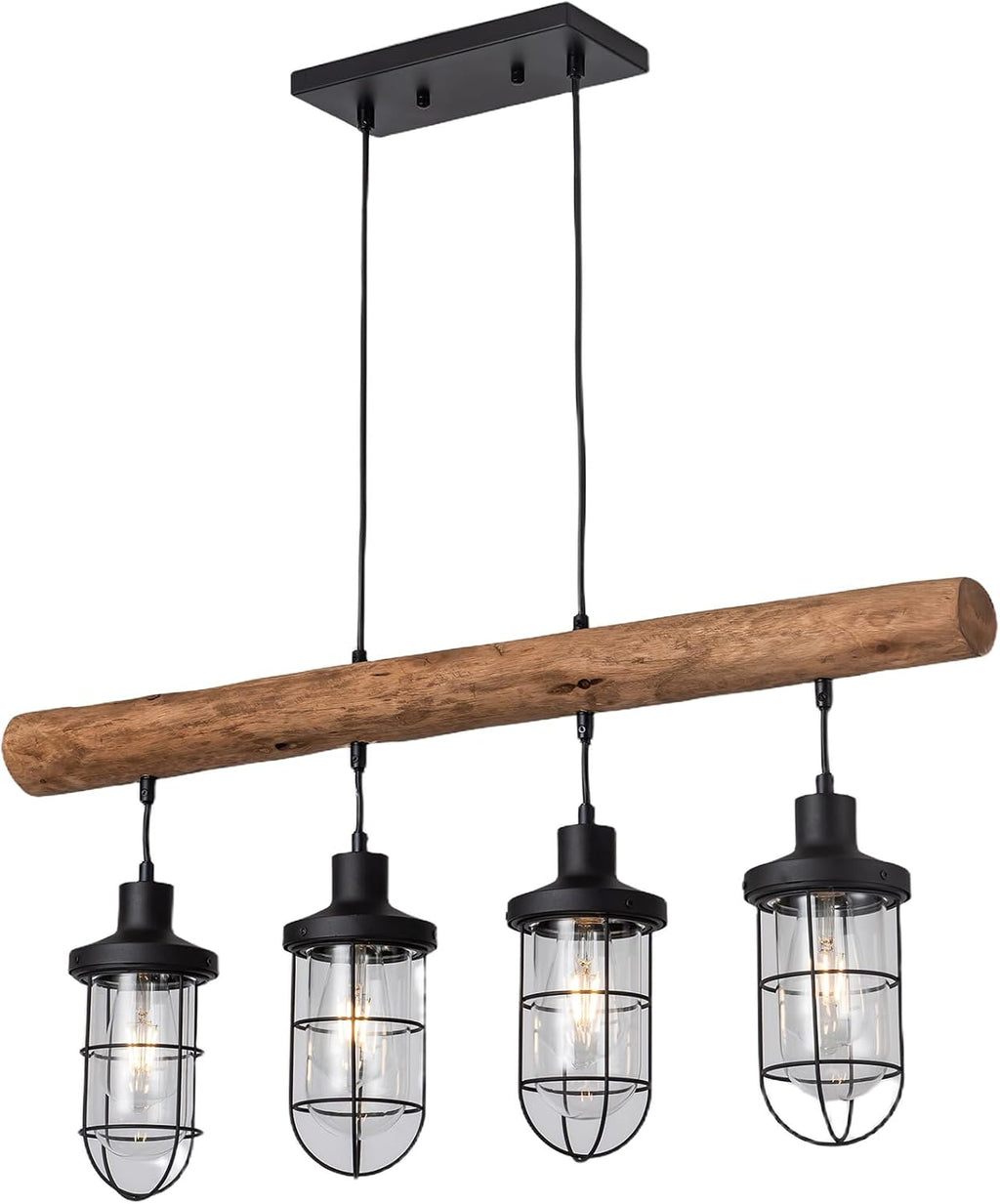 4-Light Farmhouse Kitchen Island Lighting, Dining Room Light fixtures Over Table, Chandeliers for Dining Room Over Island, Wood Vintage Ceiling Chandelier for Living Room