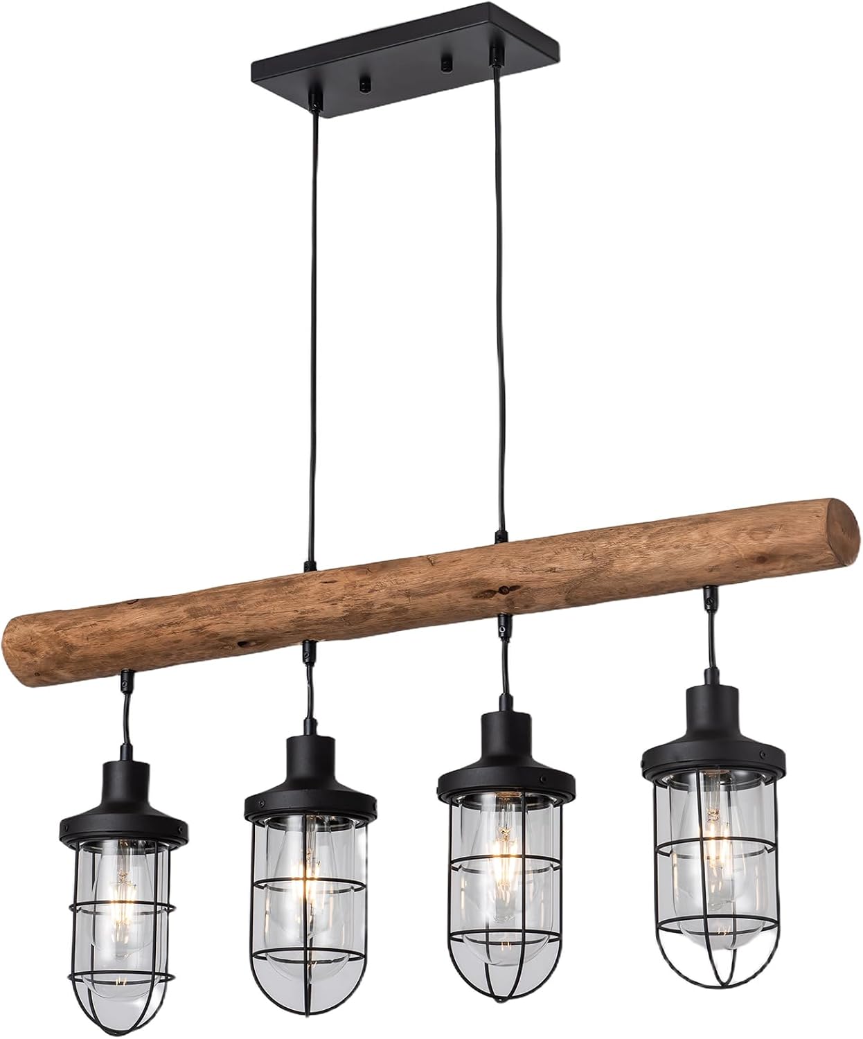 4-Light Farmhouse Kitchen Island Lighting, Dining Room Light fixtures Over Table, Chandeliers for Dining Room Over Island, Wood Vintage Ceiling Chandelier for Living Room