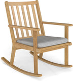 GOFLAME Wooden Rocking Chair, Accent Rocker Chair with Rustic Rubber Wood Frame, Removable Cushion and Ergonomic Slatted Backrest, Indoor Armchair for Nursery, Living Room, Bedroom