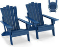 GREENVINES Folding-Adirondack-Chairs-Set-of-2 | HDPE Plastic | Throne Series | Fire Pit Chair | All Weather | for Outdoor Patio Deck Backyard Poolside | Blue