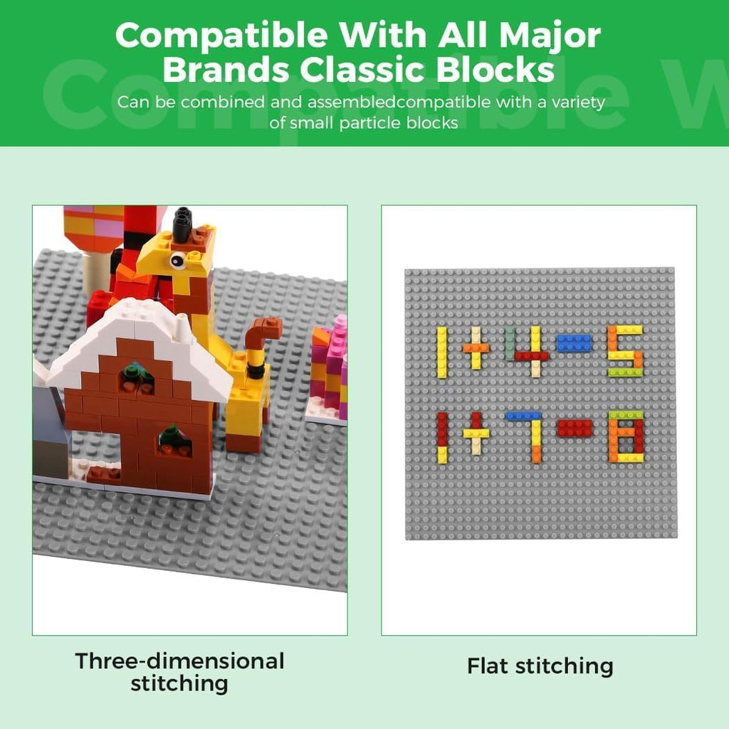 Classic Baseplates Building Plates-10" x 10" Building Boards,100% Compatible with All Major Brands and Activity Table, Creative Platforms Mats for Toy Bricks (Gray-10, 10 Pack)