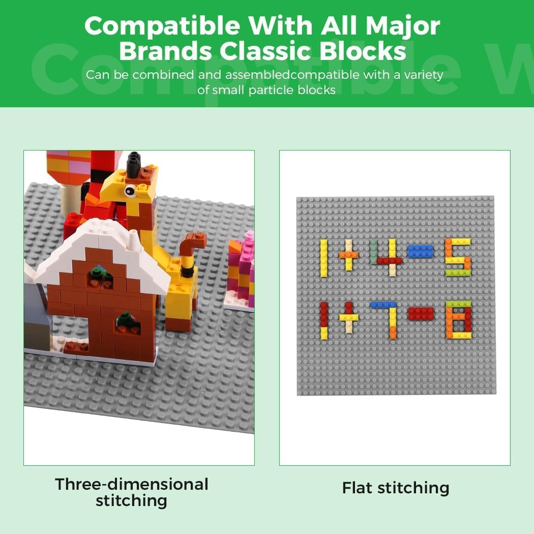 Classic Baseplates Building Plates-10" x 10" Building Boards,100% Compatible with All Major Brands and Activity Table, Creative Platforms Mats for Toy Bricks (Gray-10, 10 Pack)