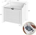 SoBuy Small Storage Bench with Laundry Hamper – Multi-Functional Bench with Removable Bag and Lid – Hidden Toy Chest, Blanket Storage Organizer for Bathroom, Bedroom, or Entryway – White, FSR40-W