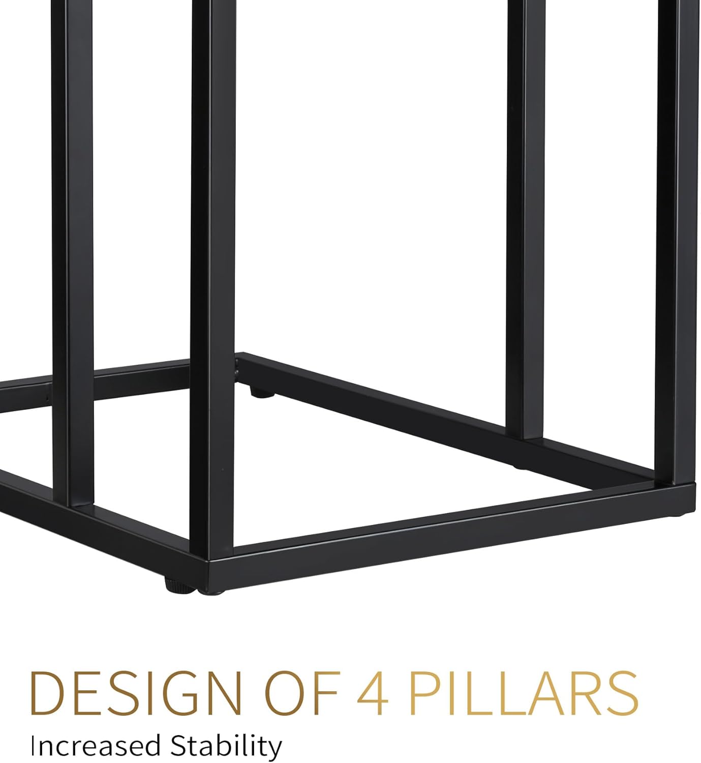 C Shaped Side Table Set of 2, Skinny Sofa Table for Sofa and Bed, Couch Tables That Slide Under, Small End Tables for Living Room, Bedroom or Small Spaces, Black