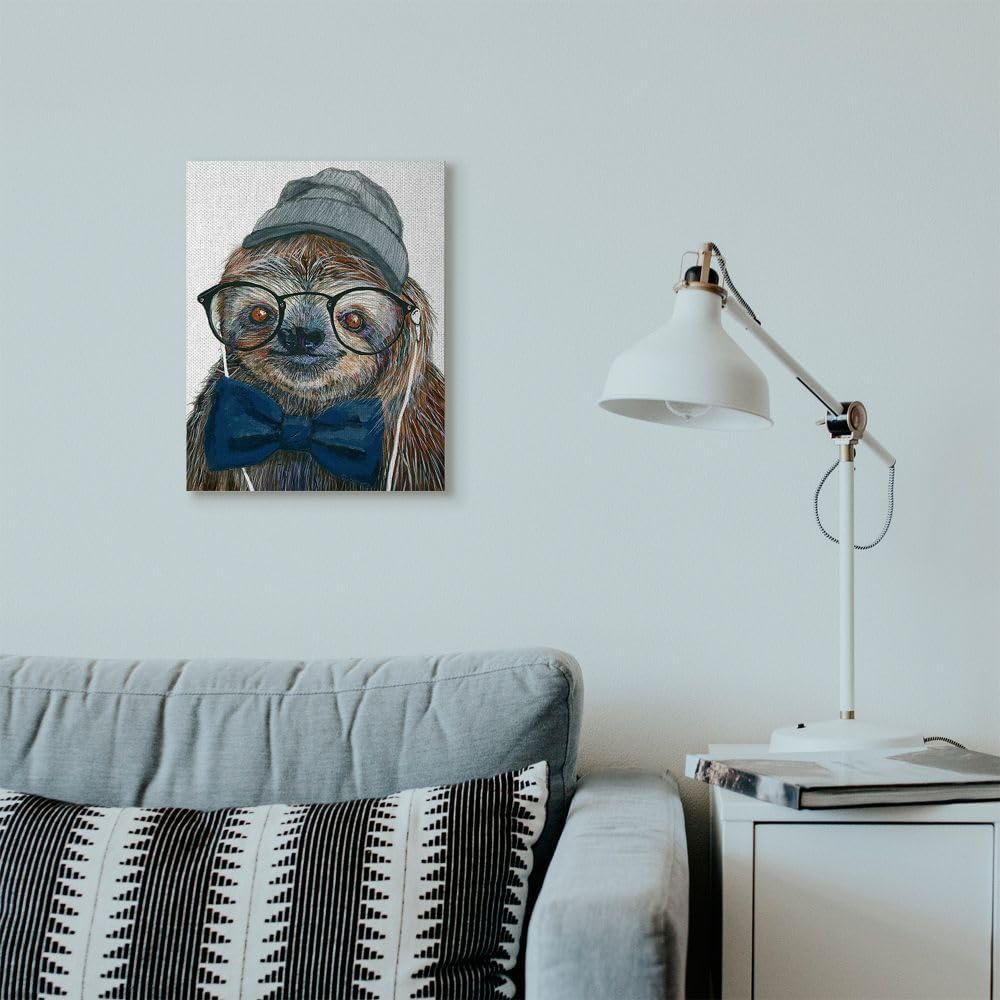 Stupell Industries Modern Sloth Funny Animal Portrait Drawing Canvas Wall Art, Multi-Color