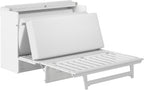 AFI, Northfield Murphy Bed Chest Queen with 6" Mattress, Storage Drawer & Built-in USB Charger, White