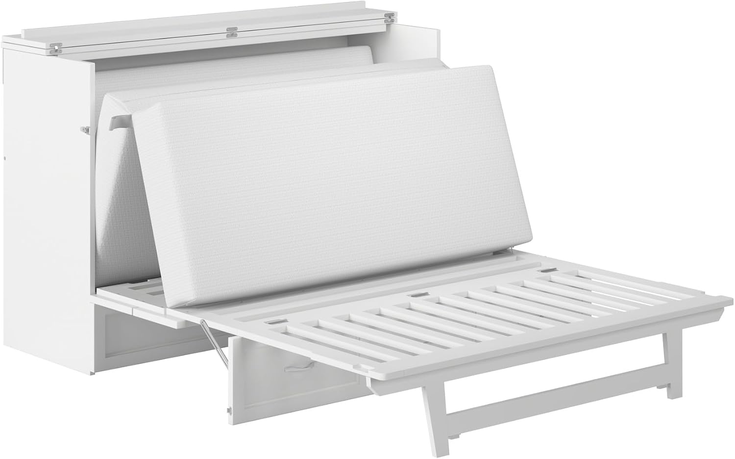 AFI, Northfield Murphy Bed Chest Queen with 6" Mattress, Storage Drawer & Built-in USB Charger, White