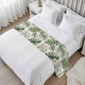 Green Monstera Deliciosa Bed Runner Scarf Cal King Size, Summer Botanical Tropical Vintage Luxury Bed Throw Runners & Scarves for Twin Full Queen King Foot of Beds, Bedroom Decoration, 102"x20"