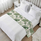 Green Monstera Deliciosa Bed Runner Scarf Cal King Size, Summer Botanical Tropical Vintage Luxury Bed Throw Runners & Scarves for Twin Full Queen King Foot of Beds, Bedroom Decoration, 102"x20"