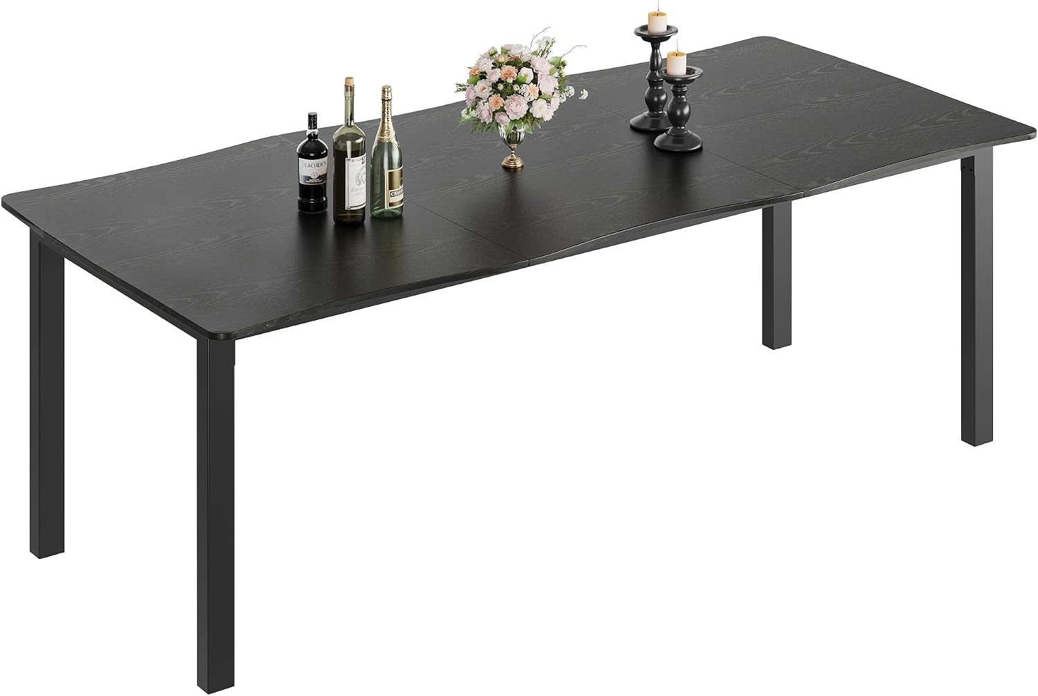 IDEALHOUSE Dining Room Table for 6-8 People, 71”Dining Table, Kitchen Table with Iron Legs and Irregular Desktop, Quick Assembly, 300 Lbs Capacity, for Kitchen, Living Room, Black(Only Table)