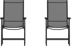 Flash Furniture Paladin Black Outdoor Folding Patio Sling Chair with Black Frame (2 Pack)