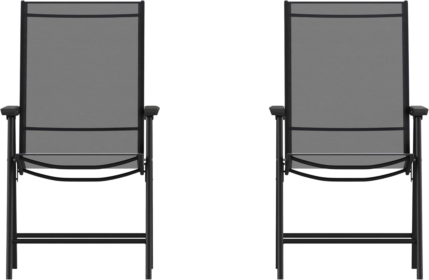 Flash Furniture Paladin Black Outdoor Folding Patio Sling Chair with Black Frame (2 Pack)