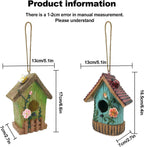 2 Pcs Hanging Bird Houses for Outside Bluebird Houses for Outside Swallows Wren Birdhouse Finch Nesting Box Patio Garden Deco
