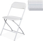 OLLODOT 50 Pack White Folding Chairs with 350-LBS Capacity, Lightweight Portable Indoor Outdoor Chairs, Stackable Commercial Seat with Steel Frame for Office, Party, Events, Wedding, Kitchen &Dinning