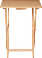 Natural Rubberwood Folding TV Tray Table,Indoor Space -Saving Snack for Living Room Snacking & Working,(19" x 14.5" x 26", 1 Piece)