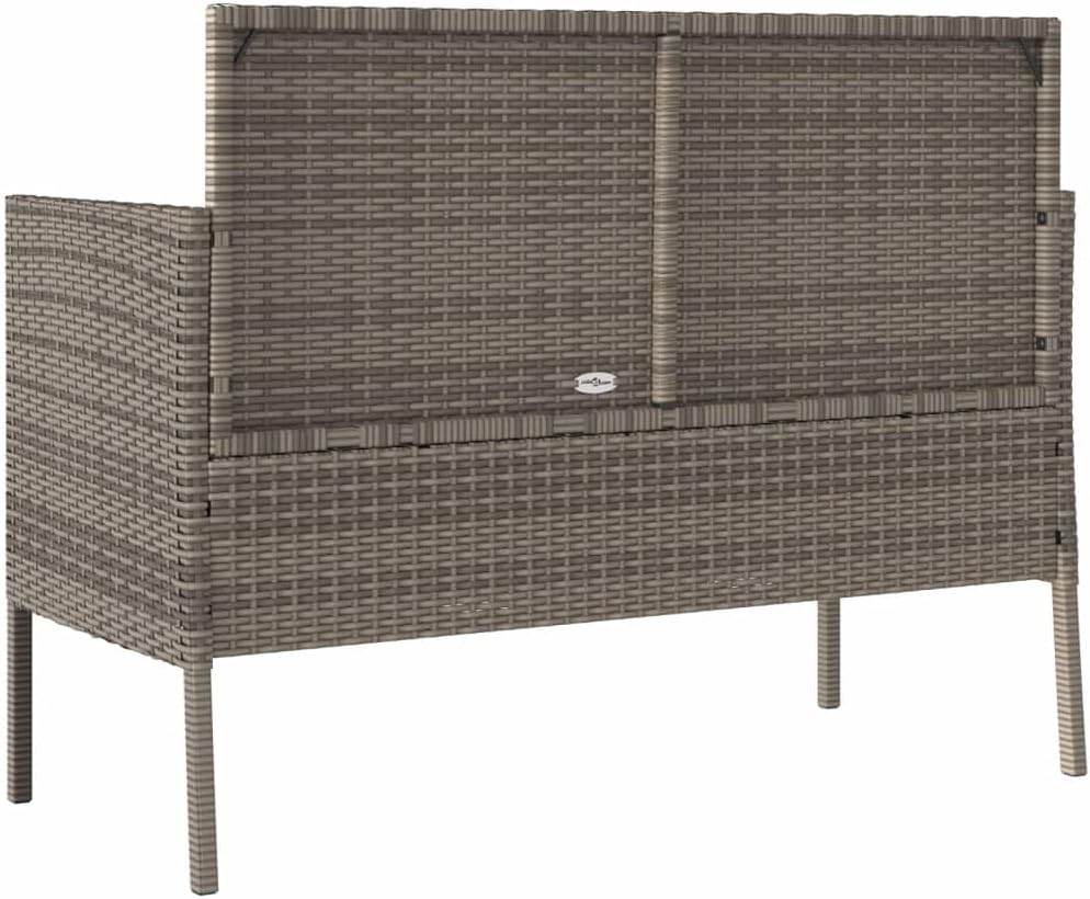 Poly Rattan Garden Bench with Cushion, Outdoor Storage Bench with Waterproof Cushion, PE Rattan Patio Seat with Storage Bag for Cushions and Towels