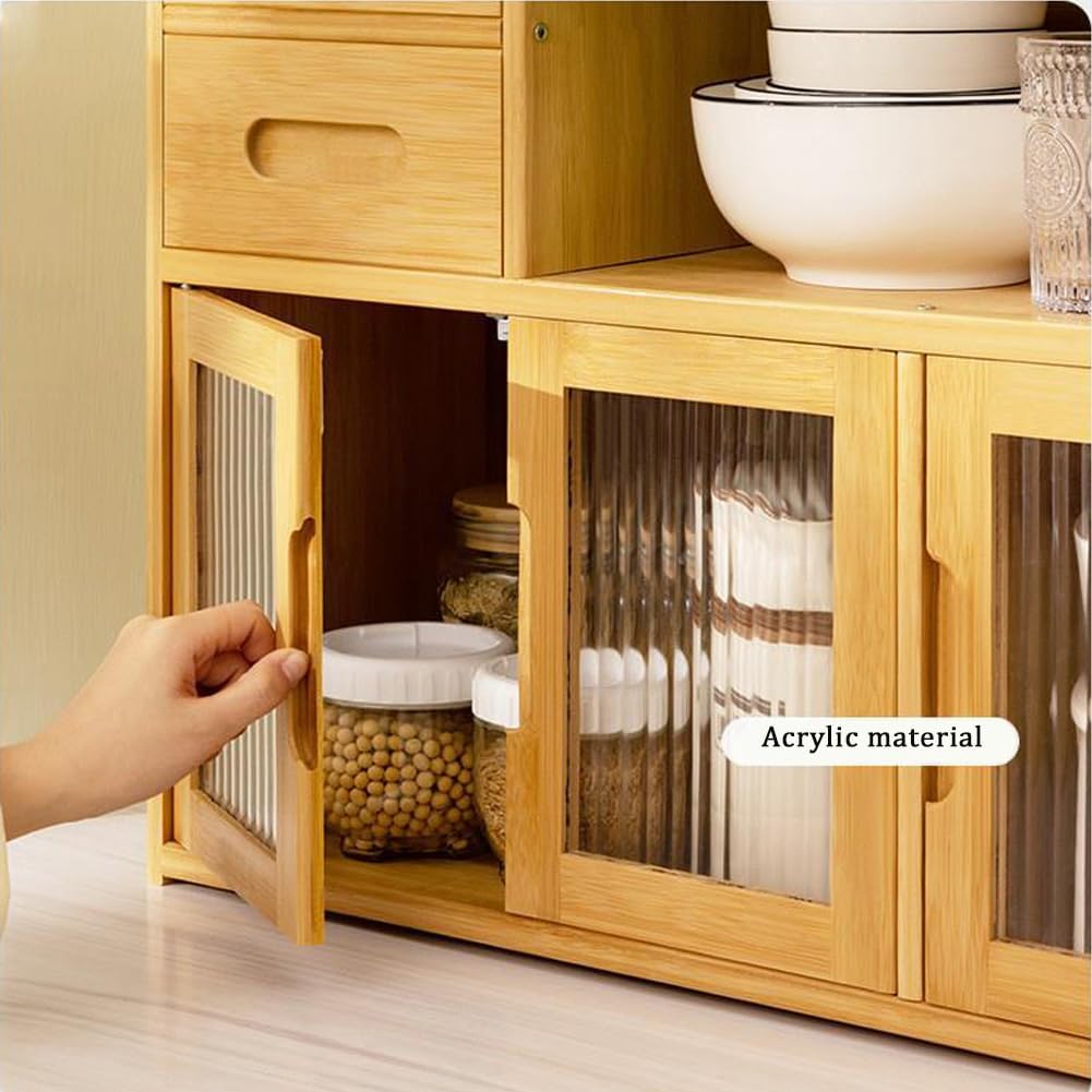 Countertop Cabinet, Small Countertop Pantry, Countertop Storage Cabinet with Drawers for Kitchen Dinning Room (Light Brown-Single drawer-24.4in)