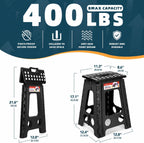 ACSTEP 17.5 Inch Folding Step Stool 2 Pack, 400 LB Capacity Plastic Foldable Stools with Handle, Non-Slip Step Stool for Kids and Adults, Home Use (Black & Black)