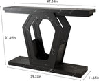 FUSUNBAO 47.3" Console Table,Openwork Bracket Sofa Table, Wood Narrow Entryway Table for Hallway, Behind The Couch, Living Room, Foyer, Easy Assembly (Black Marble Texture)